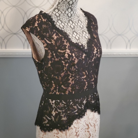Eliza J Lace Ivory Black Peplum Cocktail Dress - Picture 4 of 4